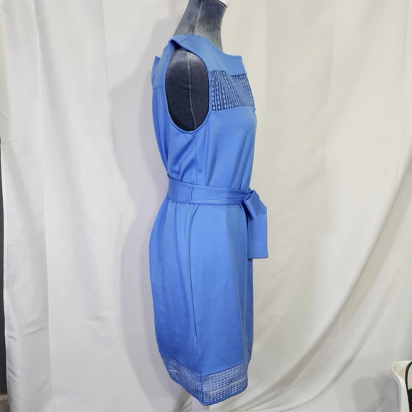 Ann Taylor Dress Womens M Blue Sleeveless Belted Dress - Picture 7 of 13